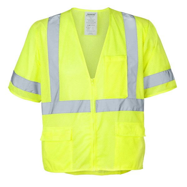 Ironwear Polyester Mesh Safety Vest Class 3 w/ Zipper & 6 Pockets (Lime/2X-Large) 1294-LZ-2XL
